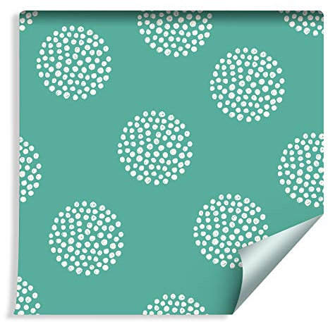Muralo Tapete Retro Motiv 10 x 0,53 m Vlies Tapete Wandtapeten Kreise Tupfen Minimalismus Wohnzimmer Schlafzimmer Moderne Wanddeko XXL 10m Wand Dekoration 94970738
