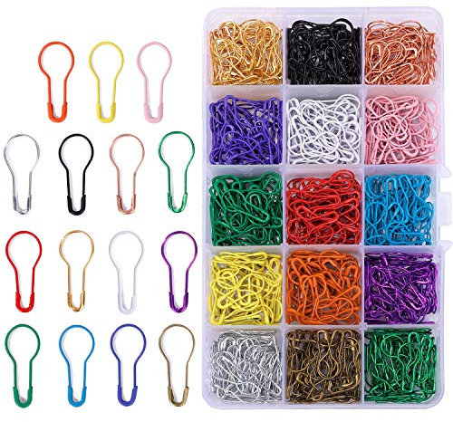 Birne 750 Stücke Metall Sicherheitsnadeln Calabash Kürbis Pins für DIY Fertigkeit-Herstellung und Kleidung - 15 Farben