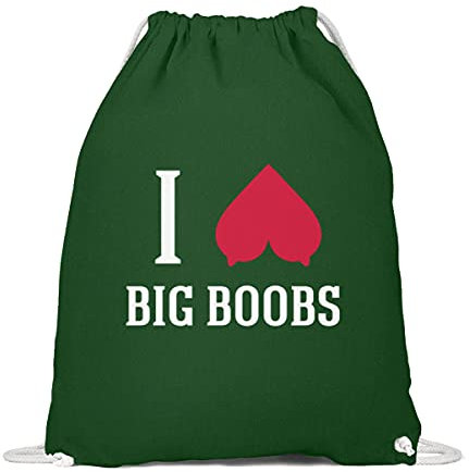 generisch I Love Big Boobs | Ich liebe große Titten,Brüste,Busen - Baumwoll Gymsac -37cm-46cm-Bottle Green