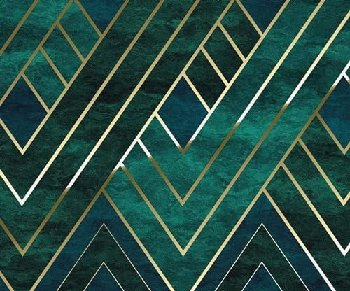 Komar Vlies Fototapete - Artdeco - Größe 300 x 250 cm (Breite x Höhe) - Marmoroptik Grün Gold Marmor Jugendstil Dekoration Wandbild - P014-VD3