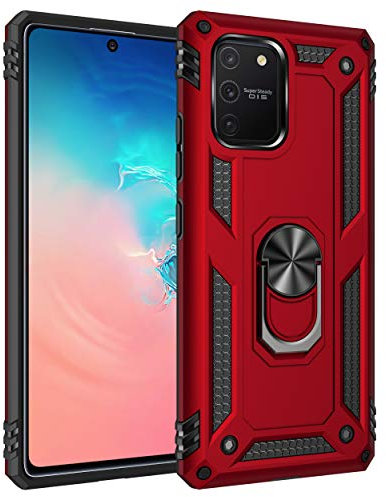BestST Custodia per Samsung Galaxy S10 Lite/Samsung A91/M80S Case Cover, 360° Girevole Regolabile Ring Armor Bumper TPU Case Magnetica Supporto Smartphone Silicone Custodie Heavy Duty Antiurto, Rosso