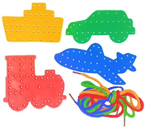 Kids B Crafty 4 Transport Lacing Shapes, Fine Motor Skills Toys, Threading Toys, Early Learning, Threading Toddler Toy, Drawing Templates