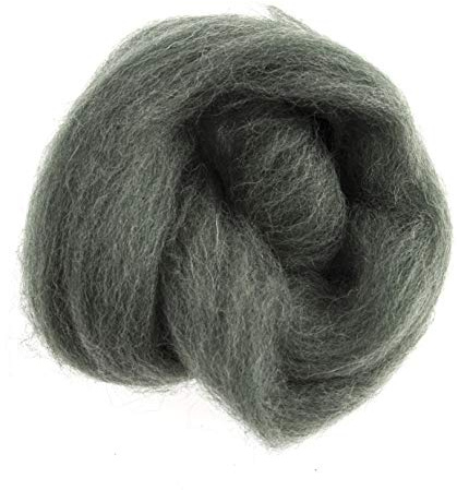 Trimits Natural Felting Roving Wool, Melange Green, 10 g
