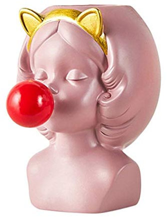 LIJUCAI Nordic Style Flower Plant Pot Nettes Mädchen Blasen Blasen Sukkulente Pflanzer Katze Kaninchen Ohr Vase für Home Art Decor, Rosa Katze Ohren, China