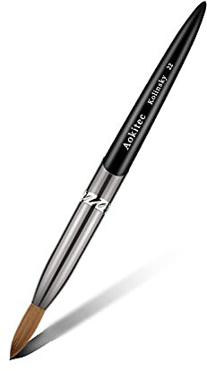 Aokitec Kolinsky Acrylic Nail Brush #22 Oval Crimped Sable Acrylic Brush for Nails Wood Nail Art Brush for Acrylic Application Manicure Tool