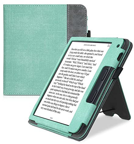 kwmobile Étui Compatible avec Kobo Libra 2 Coque - Étui à Rabat magnétique Tablette eReader Similicuir - Menthe glaciale-Gris foncé