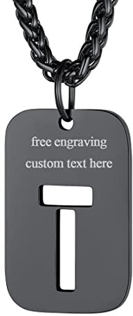 FindChic personalisierte Militärischen Erkennungsmarke Alphabet T Halskette Armee Stil Dog Tag Anhänger für Herren männer