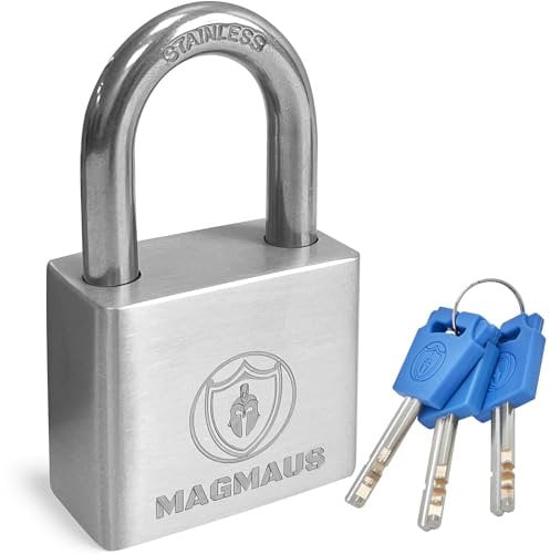 Magmaus® PDL/40 Candado de Acero Antioxidable Resistente a la Intemperie. Protección de Alta Seguridad. Candados para Puertas, Trasteros y Cobertizos