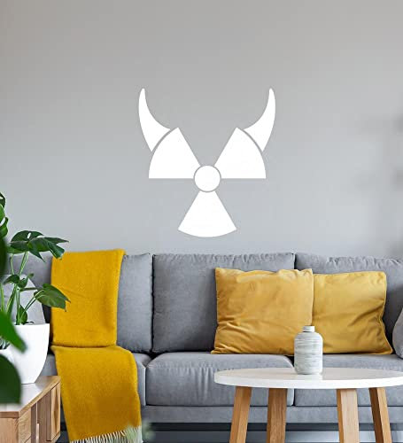 Atom Symbol mit Teufelshörner Wandtattoo Weiß Aufkleber 40 x 43 cm