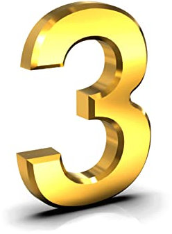 Stick On Door Numbers, 3 Inch 3D Mailbox Numbers, Self Adhesive House Numbers Plaques, Door Numbers for House, Apartment, Mailbox, Hotel, Office, Room, Courtyard, Cafe (3, Gold)