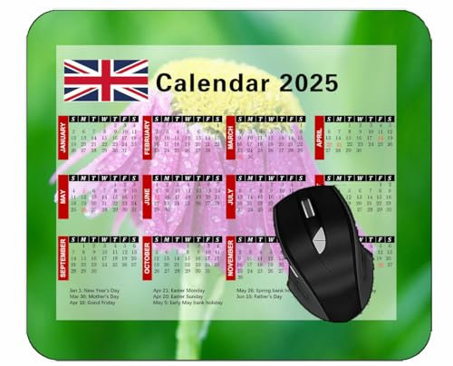 Gaming Mouse Pad 2025 Year Calendar with Holidays,Lines Wavy White Light Color Mouse Mat for Office Computers Laptop Men Women