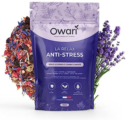 OWARI LA RELAX - Anti-stress - Combat l'anxiété - Réduit le stress - Agit contre la nervosité - Effet relaxant - Thé en vrac 100g - Boisson 100% Naturelle
