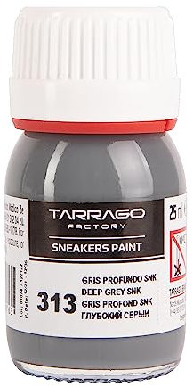 Tarrago Tinte para zapatos gris profundo SNK 313, bote de 25 ml, con pincel y esponja, para piel lisa, piel sintética o lona