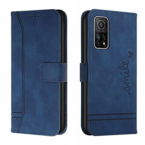 Bravoday Hülle für Xiaomi Mi 10T 5G / Xiaomi Mi 10T Pro 5G, PU Ledertasche Handyhülle Flip Schutzhülle Kompatibel mit Xiaomi Mi 10T 5G / Xiaomi Mi 10T Pro 5G, mit Kartenfäch & Kickstand, Blau