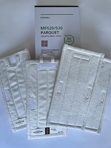 4 panni ORIGINALI PARQUET per pulilava MF 520-530 lavapavimenti FOLLETTO VORWERK