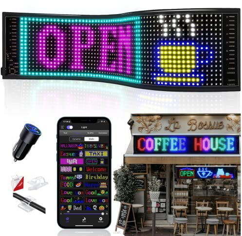 JDVOOTD Señales luminosas, 47.5 x12cm Flexo Pantalla LED, ojos LED para dormitorio Hogar, Bar, Estudio, Cerveza, Club, Tienda, Ventana, Boda, Fiesta de cumpleaños