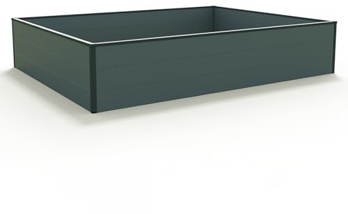 GFP HALFSIZE Aluminium Hochbeet - Platzsparendes & Stabiles Gartenbeet in Anthrazit - 195 x 150 x 39 cm - Ideales halbhohes Modell für Familien-Gartenspaß
