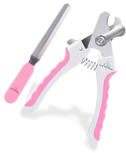 H&A PETCARE Dog & Cat Nail Clippers And Grinder, Dog Claw Clippers, Cat Nail Clippers With Safety Guard, Pet Nail Clippers For Rabbit And Guinea Pig, Compact And Easy To Store. (Pink)
