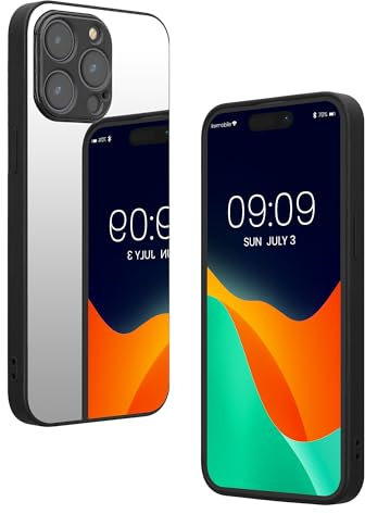 kwmobile Spiegel Hülle kompatibel mit Apple iPhone 15 Pro Max - Handyhülle Schutzhülle TPU Bumper - Handy Case Cover - Silber spiegelnd