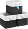 OrganiHaus 30x30 Cube Storage Bins Set of 3, Fabric Cube Baskets for Storage Shelves, Foldable Storage Cubes for Kallax Organizer Cube Bins w Rope Handles, Cubby Bins for Nursery Decor -Black/White