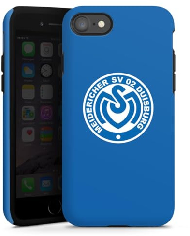 Panzer Handyhülle kompatibel mit Apple iPhone SE (2020) robuste Outdoor Hülle Schutzhülle matt Offizielles Lizenzprodukt MSV Duisburg Wappen