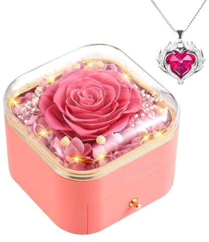 Mothers Day Forever Preserved Rose Gifts for Mum Nana Wife from Daughter Son husband Eternal Flower Rose Birthday Gift Box with Necklace for Her Mummy Present for Women on Mother's Day Anniversary