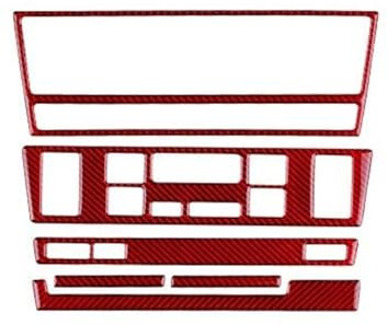 WELSAA Auto Innenstyling Auto-Klimaanlage, AC, CD-Panel, Sitzheizung, Innenverkleidung, Dekor, Carbon-Look, Aufkleber Für 5er-Serie M5 E39 1998–2003 (Farbe : Rot, Größe : RHD)