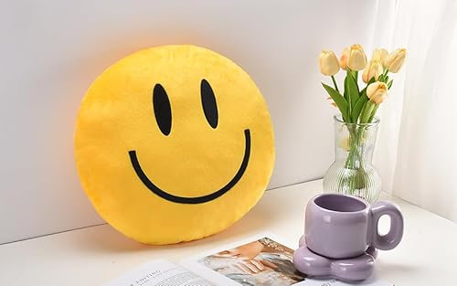 suppies Kissen mit Smiley-Gesicht, weiches Polyester, 35,6 x 35,6 cm, niedliches Kissen für niedliche Raumdekoration, Wohnzimmerdekoration, Spielzeug, Geburtstagsgeschenke für Jungen und Mädchen,
