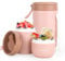 XCRPRT MüSlibecher to go, 730ml Joghurtbecher to go, Thermobecher Doppelschicht Auslaufsicherer, MüSlibecher mit Löffel, Edelstahl Porridge Becher, Thermo Lunchbox für Arbeit Picknick(Rosa)