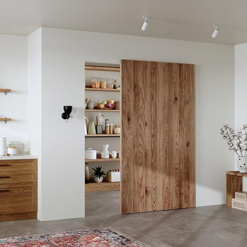 CEAKIAN 48 Hidden Sliding Door Hardware Kit with Soft Close Mechanism for 40-44 Passage Opening, Hidden Aluminum Track System, Wall Mount for Interior Wooden Door (NO Door)