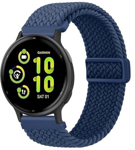 Oumida Bracelet élastique en nylon pour Garmin Vivoactive 5/Vivoactive 3 Music, Garmin Venu Sq/Venu Sq 2/Venu Sq 2 Music/Venu 2 Plus, bracelet de montre tressé avec boucle magnétique