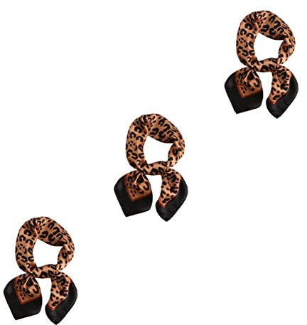 SAFIGLE Klein Leopard Schal 3 Stk Seiden Schal Mit Leoparden Muster Schwarzer Schwarzes Einstecktuch Bandana Für Frauen Seidentuch Mothers Day Seiden Für Frauen Haar Die Seide