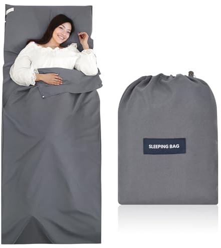 Hüttenschlafsack, Polyester Ultraleicht Schlafsack Inlett für Backpacking, Inkl. Kissenfach, Schlafsack Dünn & Besonders Weich, für Backpacking, Hostels und Hütten, 90cmX220cm