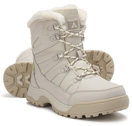 ZPAWDH Femme Bottes de Neige Fourrure Doublé Chaud Outdoor Antidérapantes D'hiver Bottines Beige 38EU
