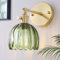 AoLa Vintage Wandleuchte E27 Gold Retro Lampe Wandlampe Einstellbar Metall Lampen-Köpfe Grün Blume Design Glas Lampenschirm Nachttischlampe für Café Restaurant Wohnzimmer Schlafzimmer