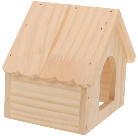 EXHUMKY Hamsterhaus Aus Holz Nagerkäfig Für Meerschweinchen Hamsterkäfig Holzhütte Hamsterversteck Rattenhaus Holz Schlafplatz Für Haustier