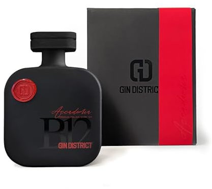Gin District Accademia, Gin Premium Italiano, Bottiglia Nera con Sigillo Rosso