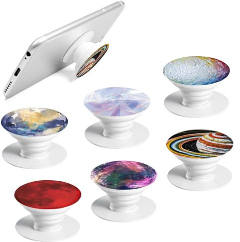 Alovez 6 Stück Bunter Handy-Griffe, Premium Handy Halterung 360° Drehung Handy Ring Griffhalter Ausziehbarer Sockel und Griff für Smartphones und Tablets mit einem Klappbar und Versenkbar