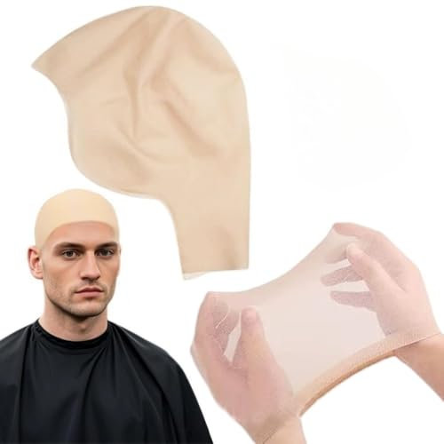 SDXCJY Premium-Latex-Kappen-Set mit 2 elastischen Netz-Perückeneinsätzen, realistische Hautfarbe, Glatzkopfbedeckung, ideal für Cosplay, Halloween, Theater-Make-up und Kostümpartys, Hautfarbe, One