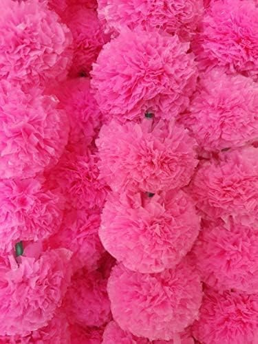 Decoration Craft 5Pc Marigold Garlands 4.5Ft Artificial Marigold Flower Strands Diwali Decoration Pooja Wedding Home & Indian Festival Décor Vibrant Floral Faux for Día de Muertos & Day of Dead