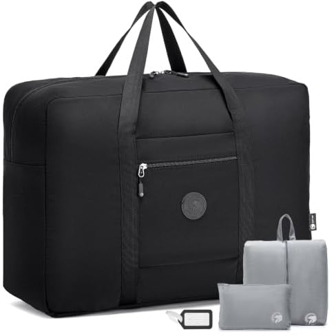 BAGZY Reisetasche Groß 45L Erweiterbare Handgepäck Tasche 55x40x20 Faltbar für TUI Airways Lufthansa Wasserdicht Reisetaschen Flugzeug Leicht Sporttasche Gym Duffle Bag für Weekender Herren Damen