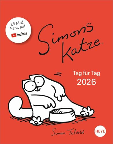 Simons Katze Tagesabreißkalender - Kalender 2026 - Heye-Verlag - Tischkalender mit der Kult-Katze - 11 cm x 14 cm