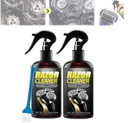 Universelles effizientes elektrisches Rasierer-Reinigungsspray mit Bürste, Elektrorasierer-Reinigungslösung zum Reinigen, Schmieren und Rostschutz für die meisten Rasierer (2PCS)