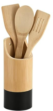 Kesper 81161 | Küchenhelfer-Set Bambusholz, natur-grün, 21,5 x 9 x 9 cm 4-tlg. rund