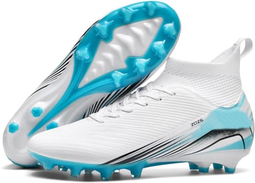 Kmrlofiy Fußballschuhe Herren Junge High Top Spike Microfaser Cleats Professionelle Fussballschuhe Outdoor Athletics Trainingsschuhe Wettkampf (AMG-J2, 41EU)