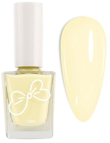 Yellow Nail Polish - Butter Yellow Nail Varnish - 10ml Breathable Quick Dry Nail Polish -Spring Summer Pastel Nail Art Polish For Women DIY Manicure - No Need UV Cure