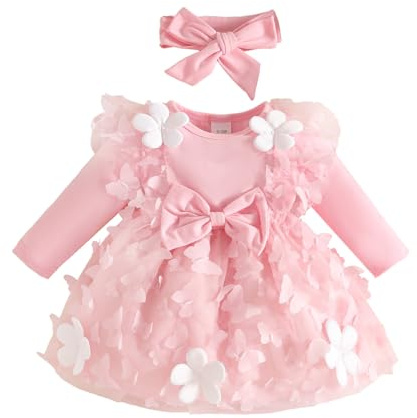 UUAISSO Vestiti per Neonate con Stampa Floreale e Volant Vestito Estivo Abiti Carini Set con Fiocco e Gonna