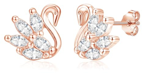 Loutade 925 Sterling Silber Blumen/Vierblättriger/Schwan Ohrstecker | Ohrringe Stecker mit Cubic Zirkonia, 8mm Kleine Funkelnd Knorpel Schlafen Ohrstecker, Ohrringe für Damen Mädchen