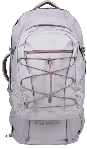 Mountain Warehouse Traveller 60L + 20L Travel Backpack Lilac RWF | Large Waterproof Rucksack with Built-in Rain Cover, Detachable Daypack & Comfy Adjustable Back Support, For Hiking & Trekking