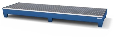 Auffangwanne aus Stahl für 4 Fässer à 200 Liter, 2470 x 816 x 248 mm, mit Gitterrost